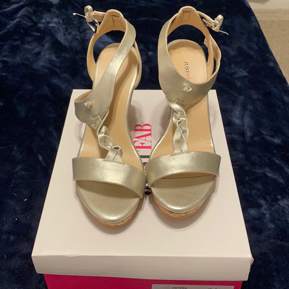 Gold wedge sandals